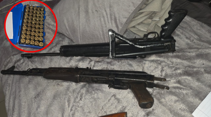 Rifles and bullets recovered by police