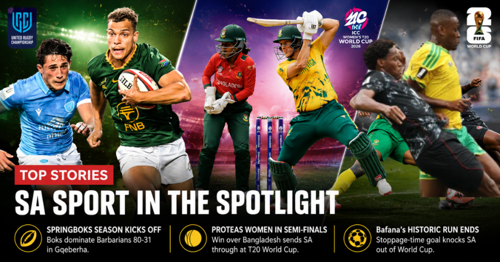 Bafana's Historic World Cup Journey Ends, Proteas Women Reach Semi-Finals, Junior Boks Hit Century (Images: Springboks, Cricket SA, SAFA)