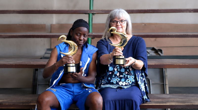 Boxing manager Colleen McAusland (right) with one of her boxers Simangele “Smash” Hadebe (Image: Supplied)