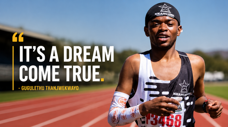 Mpumalanga Teen Gugulethu Thanjekwayo Earns Team SA Call-Up — But Funding Hurdle Looms (Graphic: SizaNazo365 | Image: Nkangala Athletics Academy)