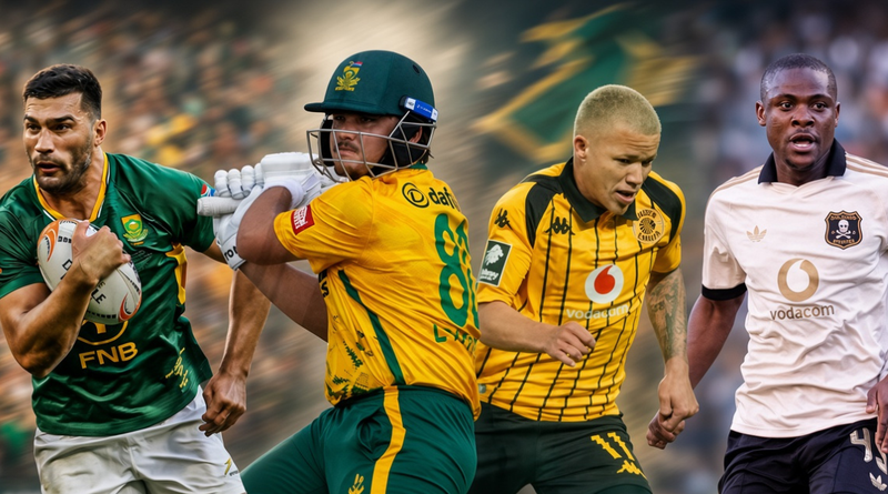 Big Weekend Ahead for South African Sport as Springboks, Proteas and PSL Take Centre Stage (Graphic: SizaNazo365 | Images: Springboks, Cricket SA, Chiefs, Pirates)