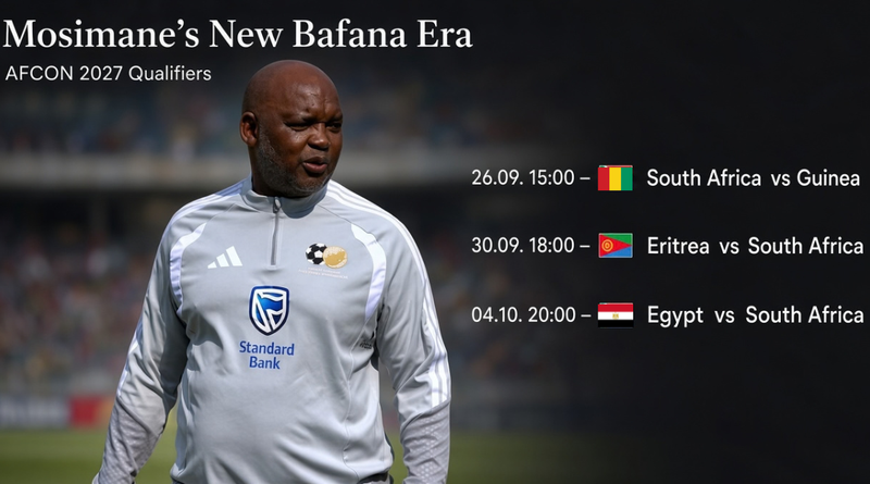 Mosimane’s New Bafana Era Begins with Guinea Clash – and a Late Squad Change (Graphic: SizaNazo365 | Image: SAFA.net)