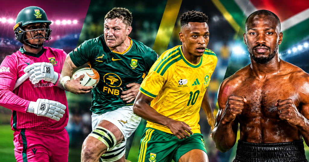 South Africa’s Sporting Weekend: Proteas Seal Series, Boks Fall Short as Bafana and Malajika Celebrate Wins (Graphics: SizaNazo365 | Images: CSA, SARU, SAFA.net, WBC)