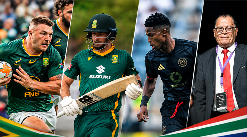 South Africa’s Weekend of Sporting Triumphs, Football Drama and SAFA Power Shift (Graphic: SizaNazo365 | Images: SARU, CSA, OP, SAFA)