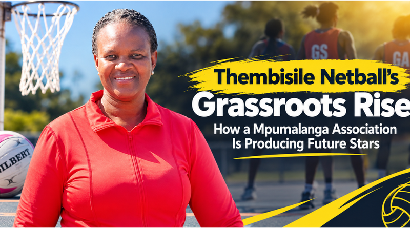 Thembisile Netball Association Chairperson Emmah Ndala (Graphics SizaNazo365 Image Supplied)