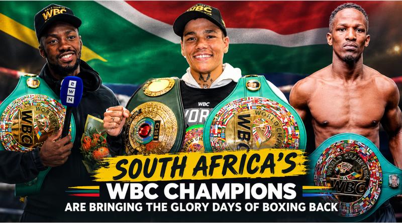 South Africa’s WBC Champions Ricardo Malajika, Bernice Ferreira and Siyakholwa Kuse (Graphic SizaNazo365 Images BSA)